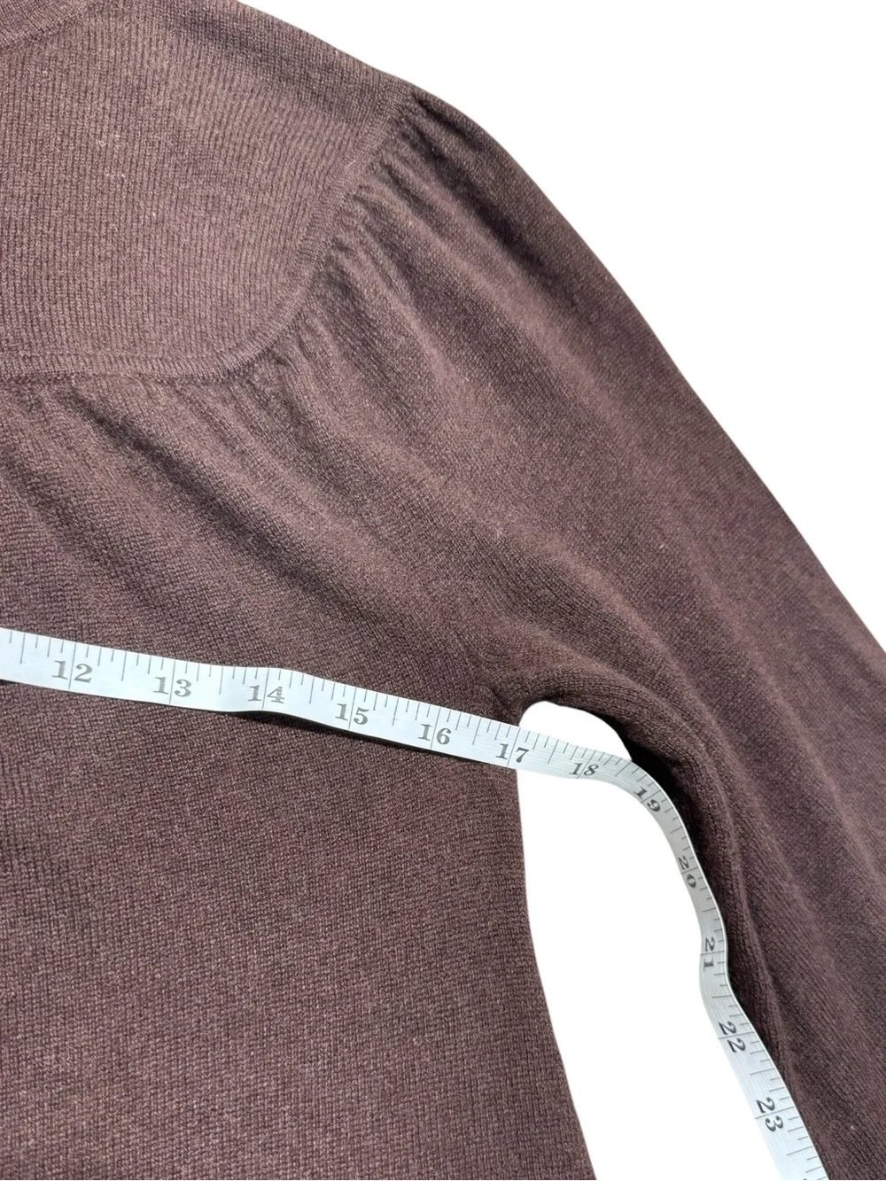VTG Kenar 100% Cashmere Open Front Mock Neck Button Sweater Cardigan Chocolate M - Picture 8 of 11